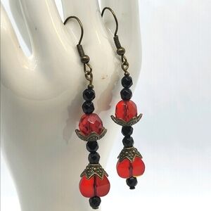 Victorian inspired faceted glass earrings, handcrafted